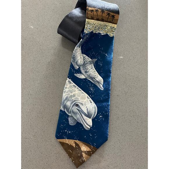 Endangered Species Dolphin Elegance Silk Necktie by Marc Dennis - Picture 5 of 7